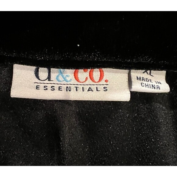 D & Co. Women's Stretch Velvet Top Black Button Up Blouse QVC Size XL - Picture 5 of 6